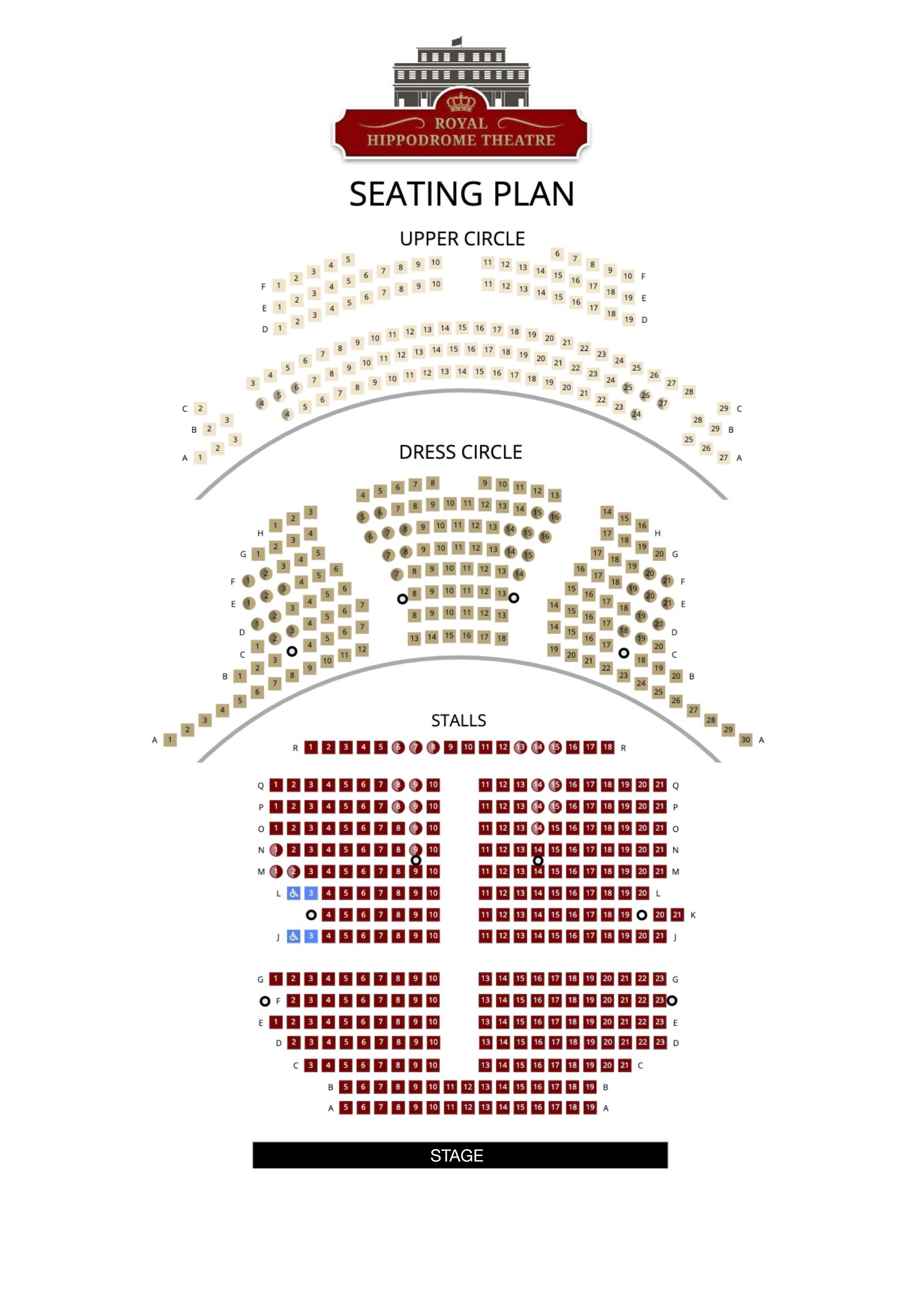 Seating Plan Royal Hippodrome Theatre